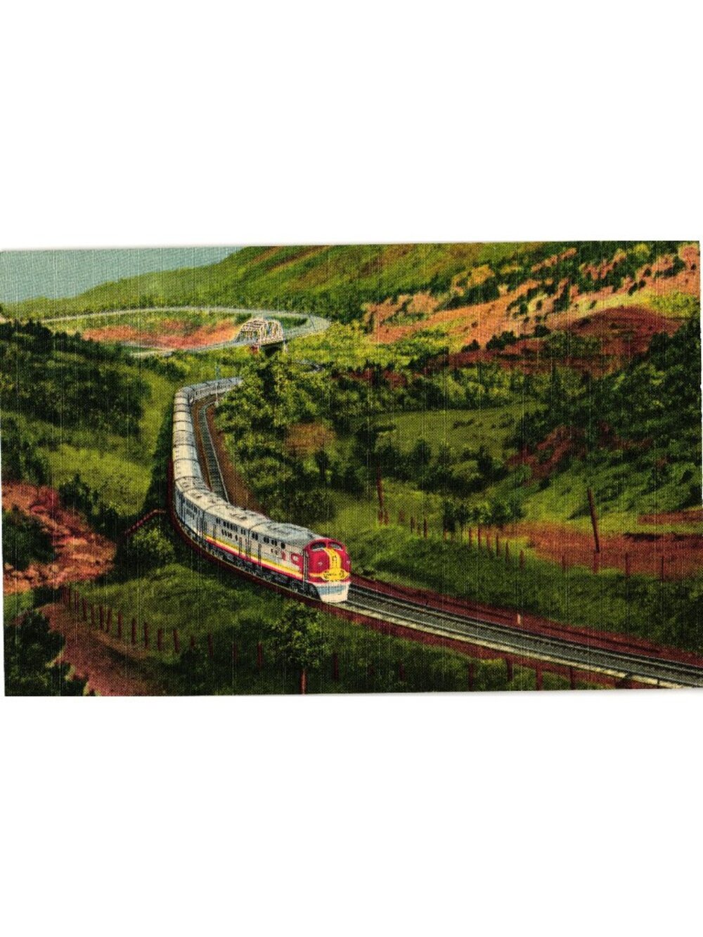 Santa Fe Streamliner Raton Pass New Mexico Art Colortone Postcard Pre-Owned